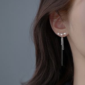 925纯银流苏耳环女施家珍珠耳钉高级感设计长款耳线2024新款洋气