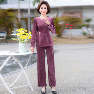 中年女土40阿姨45妈妈50一55岁女人60穿的长袖衣服长裤休闲套装