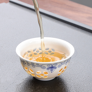 玲珑镂空功夫茶杯单个品茗杯客厅家用个人专用喝茶杯子陶瓷小单杯
