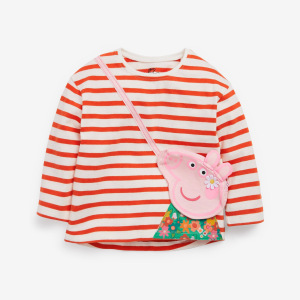 next童装女童宝宝小猪佩奇长袖t恤卡通纯棉上衣婴儿圆领衣服春秋