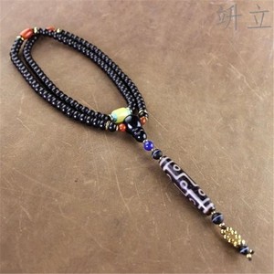 复古椰蒂搭配九眼天珠玛瑙桶珠吊坠项链男女款挂件挂饰挂坠项坠毛