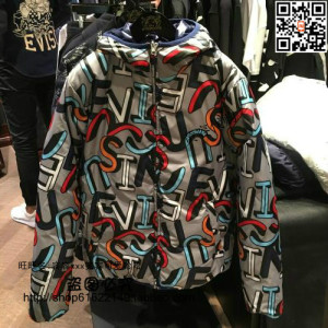 黄容代购 evisu福神 1eaplm6nj168xx 男字母印花双面穿羽绒服外套
