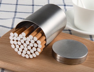 304不锈钢烟盒50支/90支 创意大容量卷烟筒 男士金属烟罐 茶叶罐