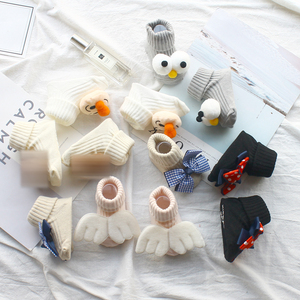 婴儿袜子秋冬纯棉新生宝宝公仔可爱松口中长款0-3-6个月1岁堆堆袜