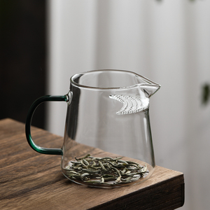 月牙玻璃公道杯茶漏一体加厚耐茶具功夫分茶器热绿茶专用泡茶公杯