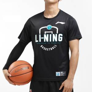 李宁短袖t恤cba专业篮球系列运动体恤跑篮训练服球员同款atss831