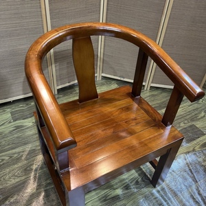 老船木新中式雕龙主椅大小船舵主椅实木靠背椅圈椅半圈椅胡桃色