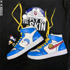 哆啦a梦联名鞋子男高帮板鞋动漫机器猫周边潮鞋aj1空军一号学生