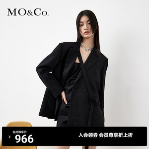 MOCO秋冬季运动风黑色职业西装宽肩风权力休闲西装外套女新款