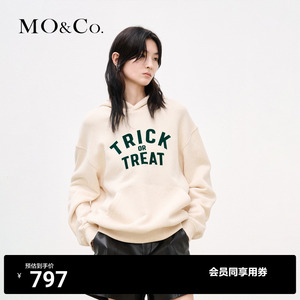 【美拉德】MOCO HOT STUFF小恶魔棉质连帽卫衣元气风短款卫衣女