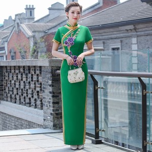张曼玉同款时装版复古民国老上海旗袍演出合唱服胖女人中国风走秀