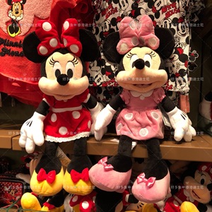 Disney 香港迪士尼 米妮蝴蝶结粉色波点 毛公仔玩偶 卡通毛绒玩具