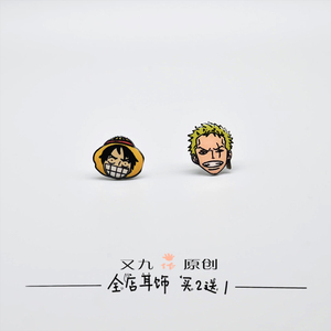 海贼王索隆耳饰日韩可爱耳钉女纯银防过敏学生无耳洞路飞卡通耳夹