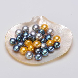 DIY珍珠颗粒 正品淡水珍珠裸珠 馒头扁圆形珍珠 可做吊坠戒指耳钉