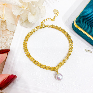 diy珍珠配件 s925纯银手链空托 凤尾款玉石手镯托 配7-9mm圆椭珠