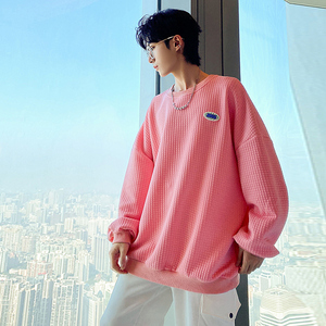 90tb0292405181淘宝nasa骚粉色卫衣男无帽圆领内搭套头衫情侣学生