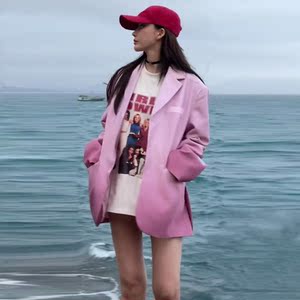 2022春季新款女装抖音网红李婉君同款小众设计时尚渐变色宽松西装