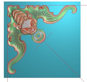 正角花镂空三角蝙蝠木雕图精雕图灰度石雕浮雕蝙蝠铜钱正方形角花