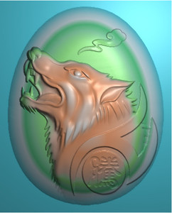 动物狼 玉雕 吊坠牌子 精雕图 浮雕灰度bmp电脑雕刻jdp 狼头挂件