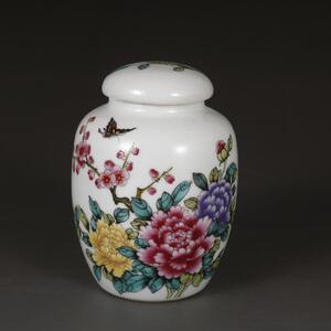 民国居仁堂粉彩春色满园茶叶罐茶仓储茶罐古玩古董收藏品装饰摆件