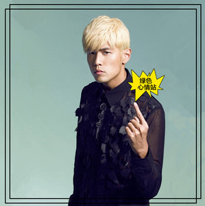 周杰伦白色酷帅明星假发时尚男神潮流歌手网红直播短视频拍摄道具