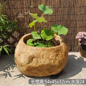 花盆青石庭院水缸石头荷花鱼石盆中式圆缸仿古石槽大石缸28人付款150