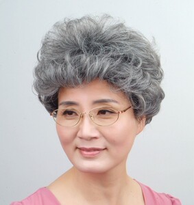 中老年装扮老太太老奶奶花白假发头套短卷发白头发舞台表演出道具