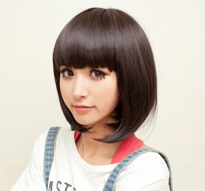 复古可爱假发女假头发bobo头短直发齐刘海黑色浅棕色沙宣头学生头