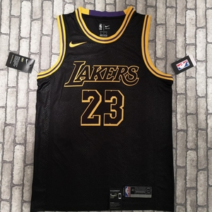 nba篮球服 耐克正品湖人队23号 詹姆斯球衣 james套装 蛇纹 黑色