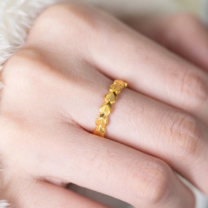 周大福国内代购 足金 黄金 爱心 心心相印 戒指 约4.01工180 f231