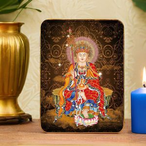 地藏王菩萨画像唐卡水晶摆台地藏菩萨摆台供奉桌面画地藏菩萨挂画