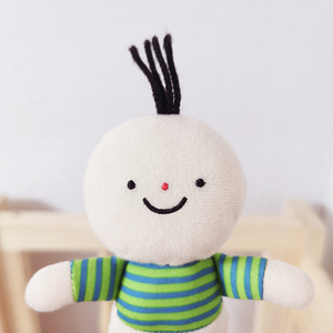 外单巨可爱微笑布艺条纹娃娃玩偶呆萌小朋友公仔毛绒玩具拍照道具