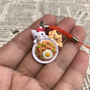 正版散货 凯蒂猫 吃拉面 公仔挂件挂饰摆件