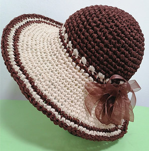 纯手工编织成品帽布条丝带帽子防晒帽女士旅游遮阳太阳帽勾帽成品