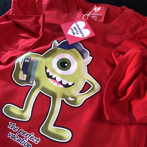 daiwing 一路向阳 夏季学生体恤美式卡通大眼仔红色情侣短袖t恤