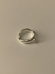 DOUBLET韩国代购 925纯银镀金珍珠造型搭配欧美时髦 戒指指环自留