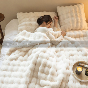 ALEX兔毛绒毛毯被子加厚保暖冬季毯子办公室午睡毯珊瑚绒盖毯床单