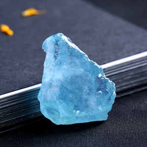 天然海蓝宝原石吊坠男士女随型简约时尚冰种蓝色水晶项链饰品挂坠