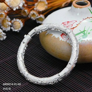 大理鹤庆新华村月辉银器纯手工打造雪花银复古手镯