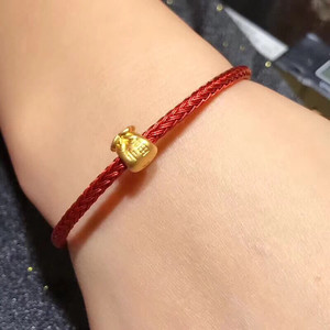 周生生同款黄金福袋貔貅石榴石澳洲粉贝草莓晶红玛瑙青金石皮绳