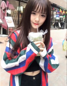 淘宝快手十三妹同款韩版条纹拼色长袖衬衫女宽松中长款上衣外套女夏季