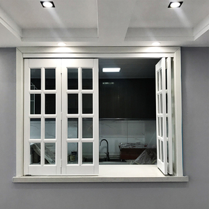 圣德科实木方格子玻璃隔断窗花格窗美欧式厨房餐厅推拉折叠窗定做