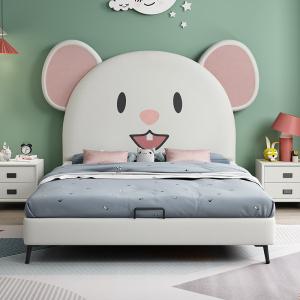 儿童床男孩米奇皮床卡通12生肖子鼠宝宝房间单人实木小女孩公主床