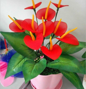 10朵火鹤材料包 红色马蹄莲丝网花丝袜花手工套餐包 仿真花套餐