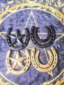 铁制马蹄铁挂件摆件五芒星装饰金属相框金属黑色手工饰品