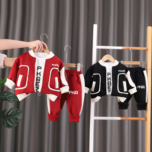 宝宝春装休闲外套0一1-2-3周岁男童拉链开衫婴儿童春天外出服套装