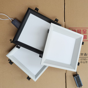 白黑色天花吊顶石膏板铝板卡扣暗装方形嵌入式弹簧led面板吸顶灯