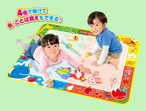 日本原装百乐pilot儿童环保4色彩涂鸦水画布毯配笔图章可反复使用