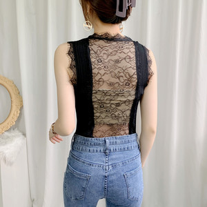 吊带透视打底背心