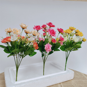 仿真玫瑰花套装绢花假花塑料花客厅装饰花单支摆件花束花艺摆设
